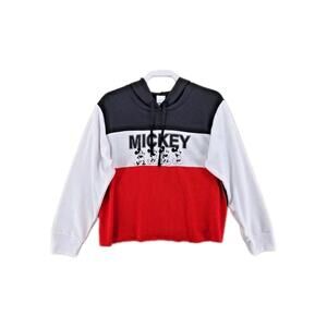 Disney Mickey Mouse Cropped Hoodie Womens 2X Red Black White Colorblock